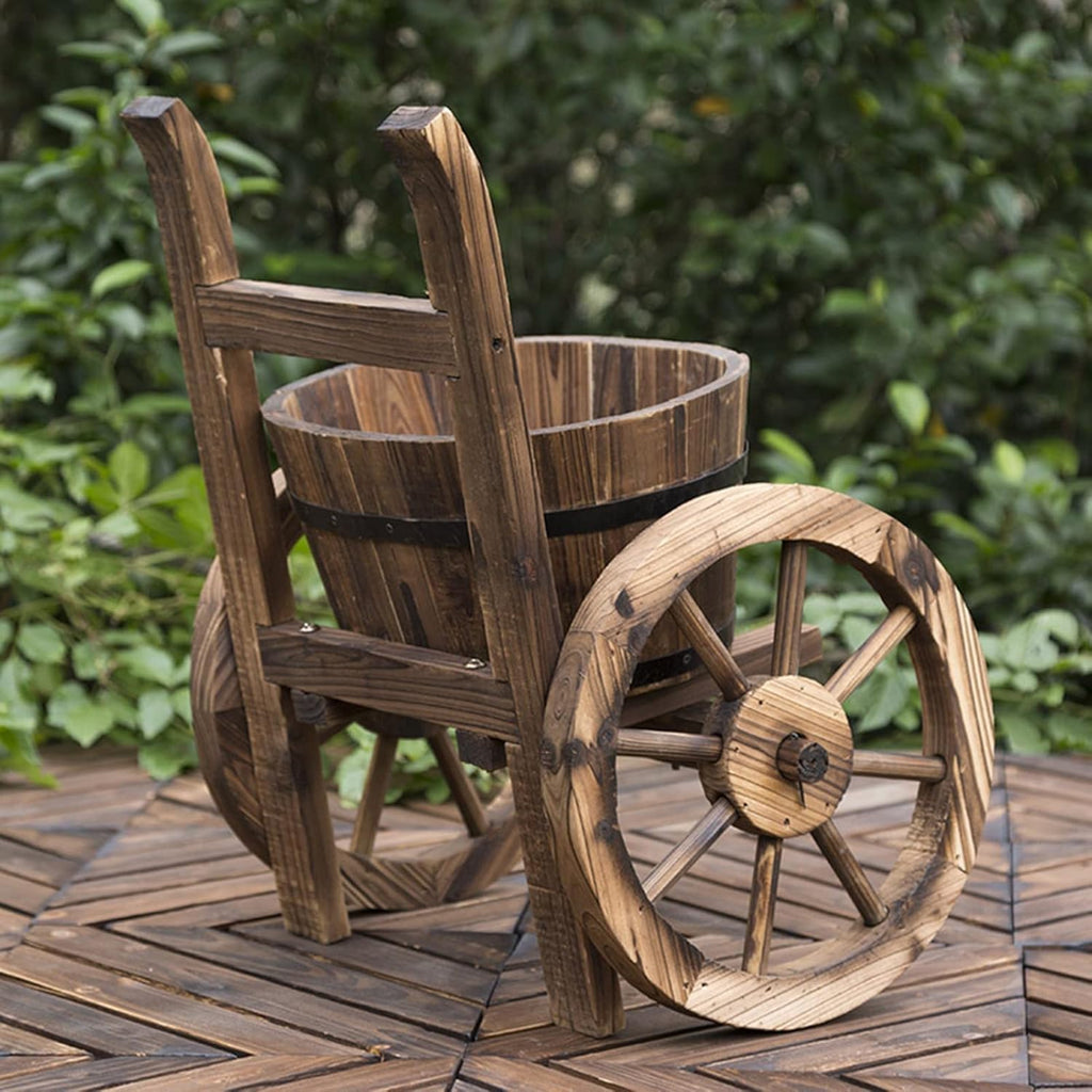 Plant Shelf, Plant Stand Indoor Outdoor, Outdoor Potting Bench,Home and Outdoor Multifunctional Wooden Table Top Worktable On Two Wheels