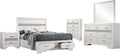 Coaster Home Furnishings Miranda Contemporary 5-Piece Bedroom Set Full Size Storage Panel Bed Frame 50-inch Headboard White 205111F-S5