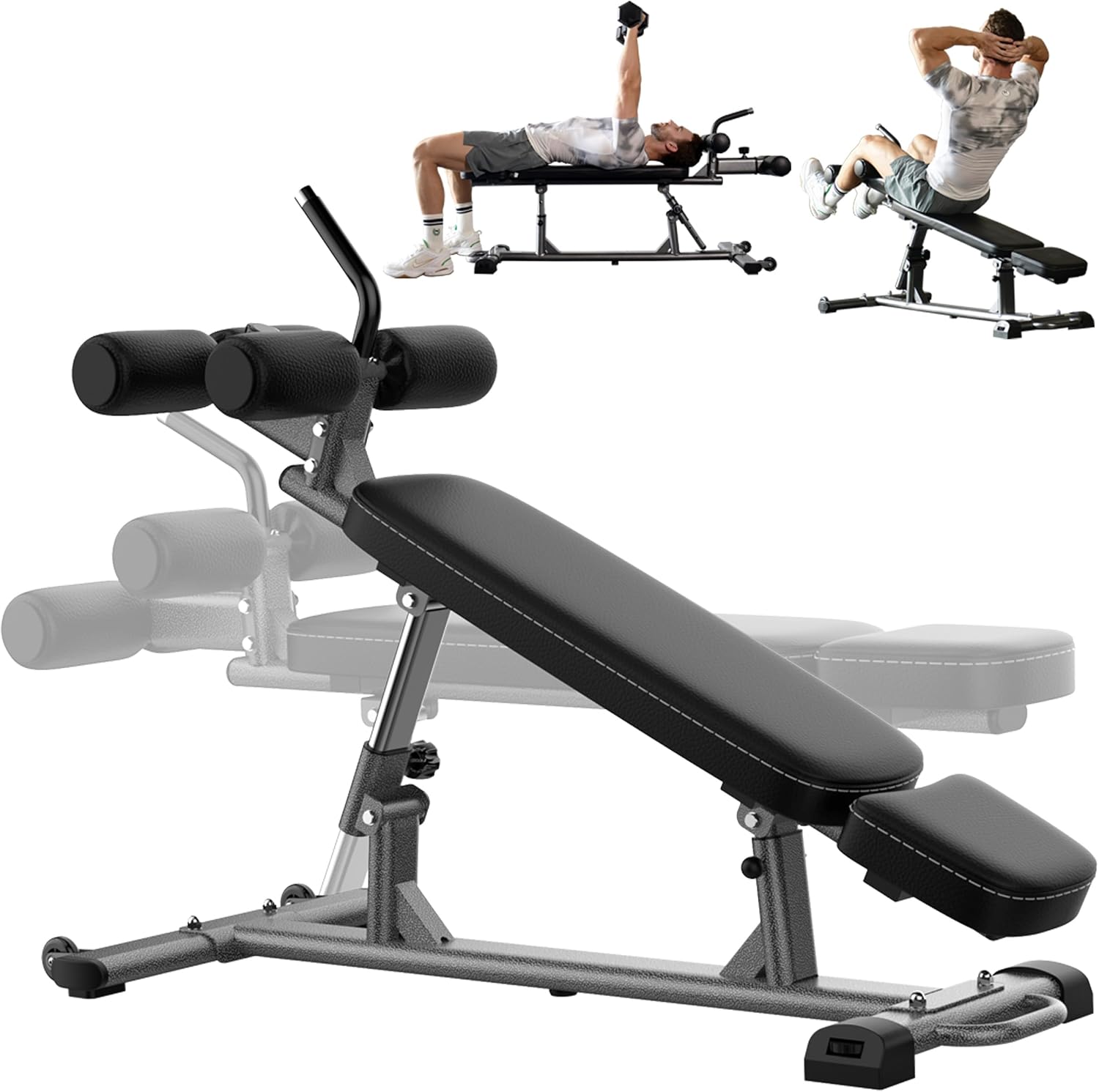 Finer Form Gym-Quality Adjustable Sit Up Ab Bench & Decline Weight Bench for Home Gym Strength Training.