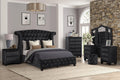 King 5 Pc Vanity Upholstery Bedroom Set Made with Wood in Black