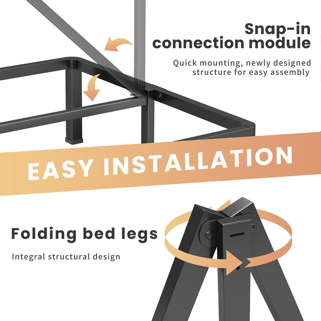 VIPSHOW 7 Inch Full Heavy Duty 3500 lbs Bed Frame with Round-Corner Legs & Anti-Squeak Design – Quick Assembly Metal Platform, No Box Spring Needed