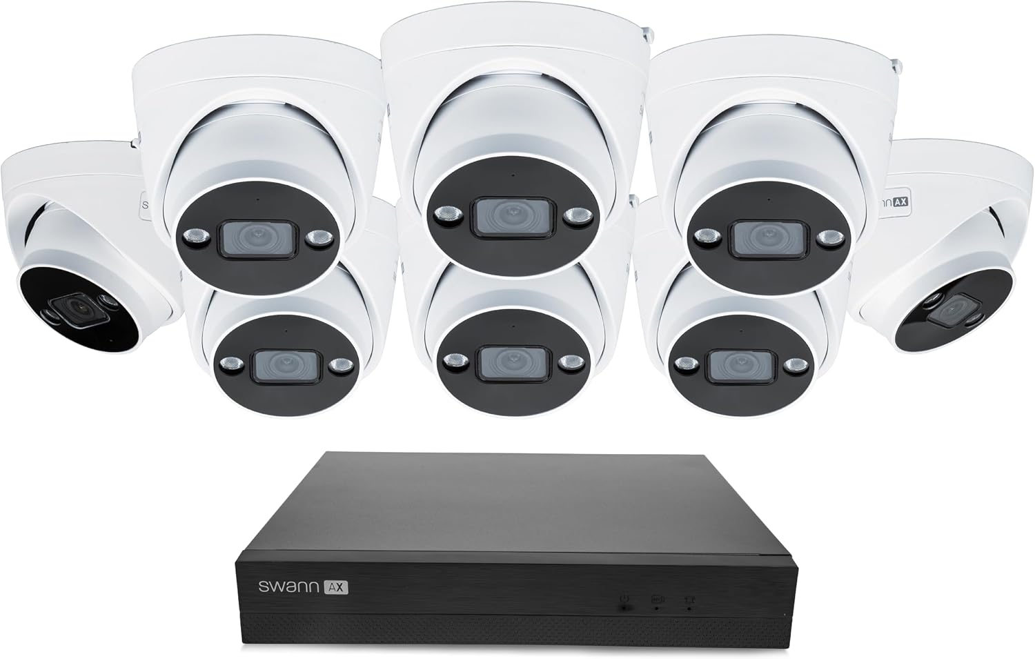 Swann AdvancedX 4K Wired NVR Security Camera System, 16 Channel with 8 Dome PoE Cameras, 2TB HDD Storage, Color Night Vision with Spotlight, Smart Video Analytics, Indoor Outdoor Business Surveillance