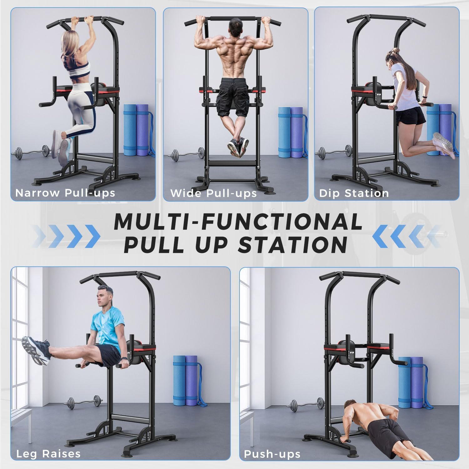 ZENOVA Pull Up Bar, Multi-Function Pull Up Dip Bar Station, Home Gym Workout Strength Training Equipment for Men Women Muscle Building