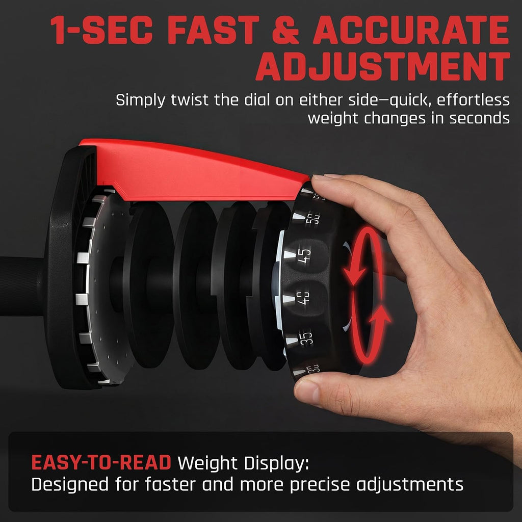 Yaheetech Adjustable Dumbbell Set Free Weights for Home Gym 15-in-1 Quick Lock Adjustable Dumbbells Interchangeable Women Men Full Body Strength Training with Anti-Slip Handle Black
