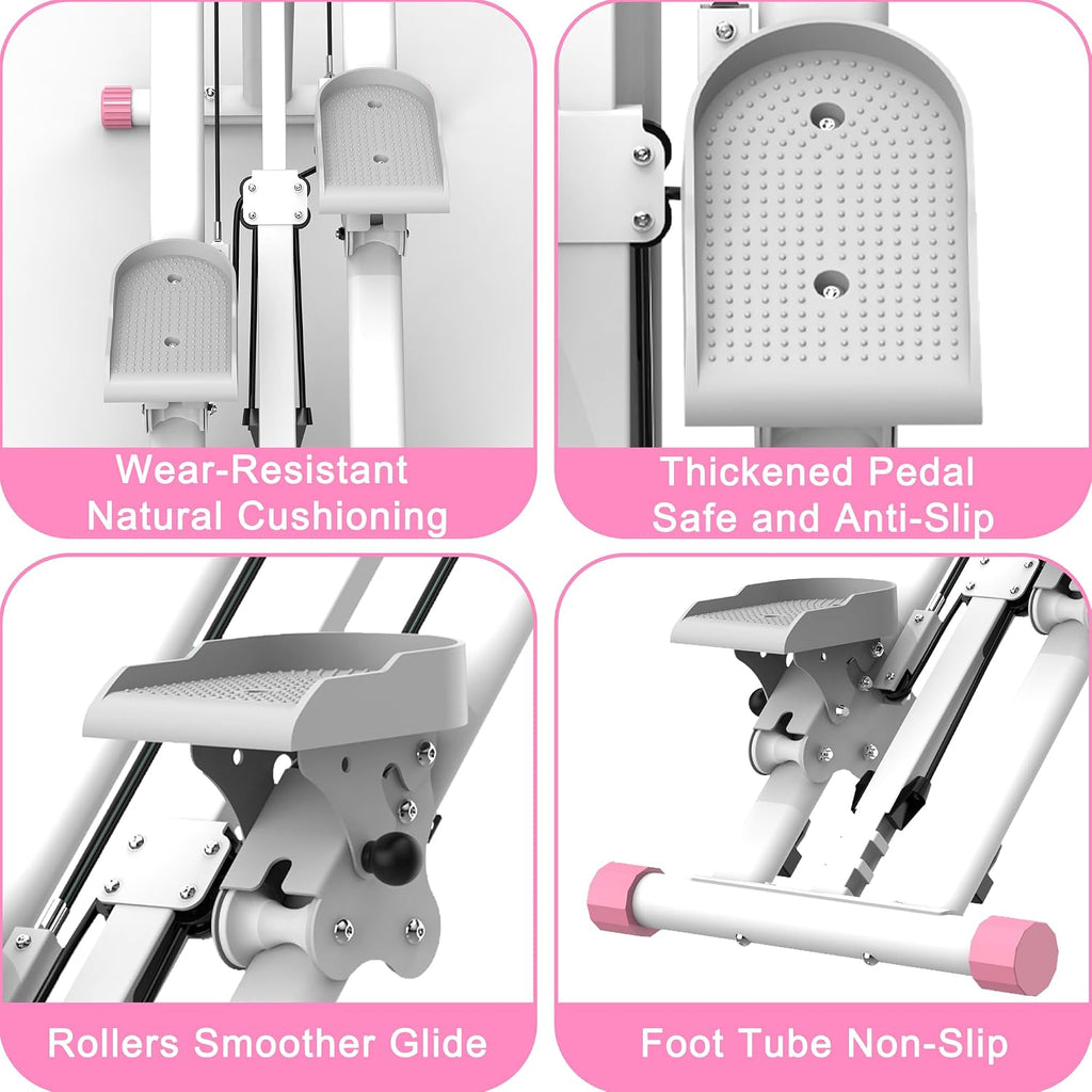 Stair Stepper for Home, 265lbs Vertical Climber Machine for Full-Body Exercise, Resistance Home-Upgrade Climber Fitness Equipment with Stable Frame Adjustable Handlebar for Women Men, Pink