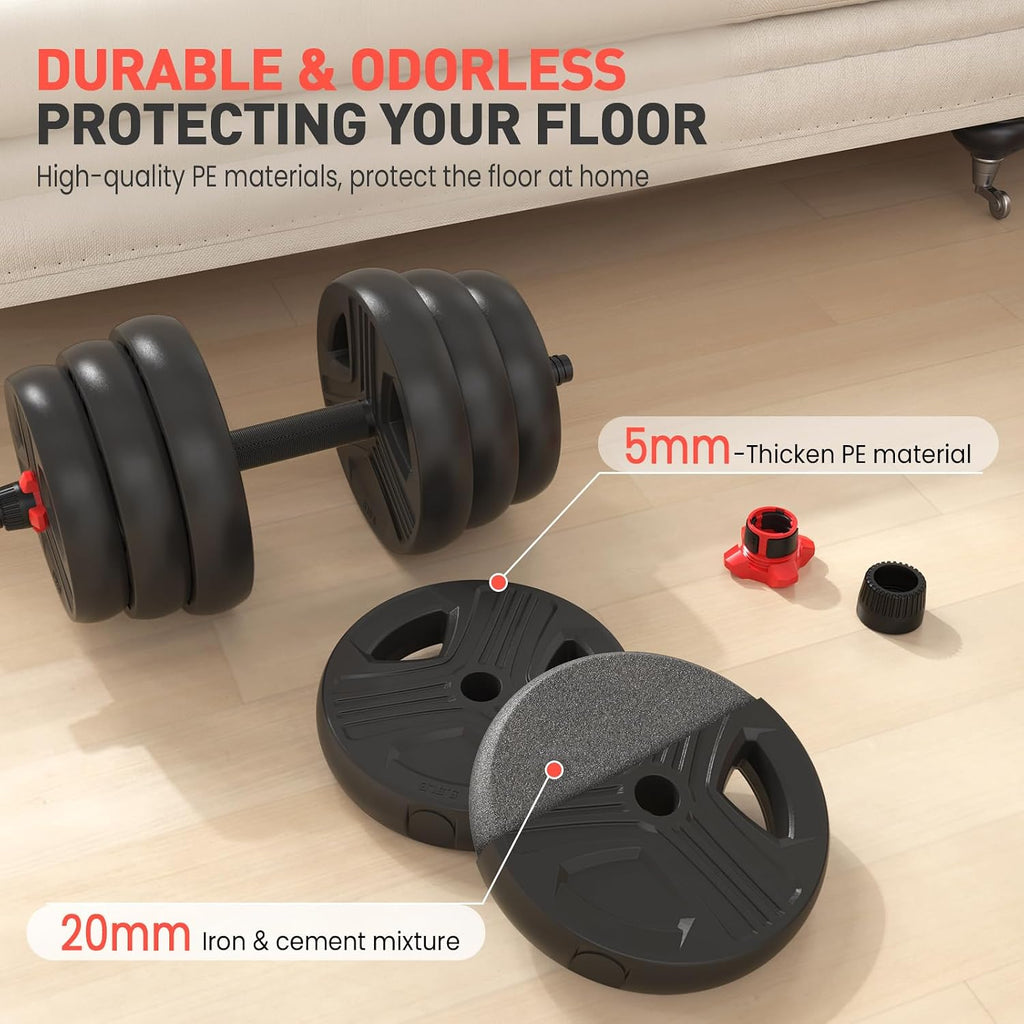 FDS4 Adjustable Dumbbell Set, 20/30/40/60/80 lb Free Weight Set with Connector, 3-in-1 Design for Dumbbell, Barbell, and Weight Plate Training, Home Gym Fitness Equipment for Men and Women