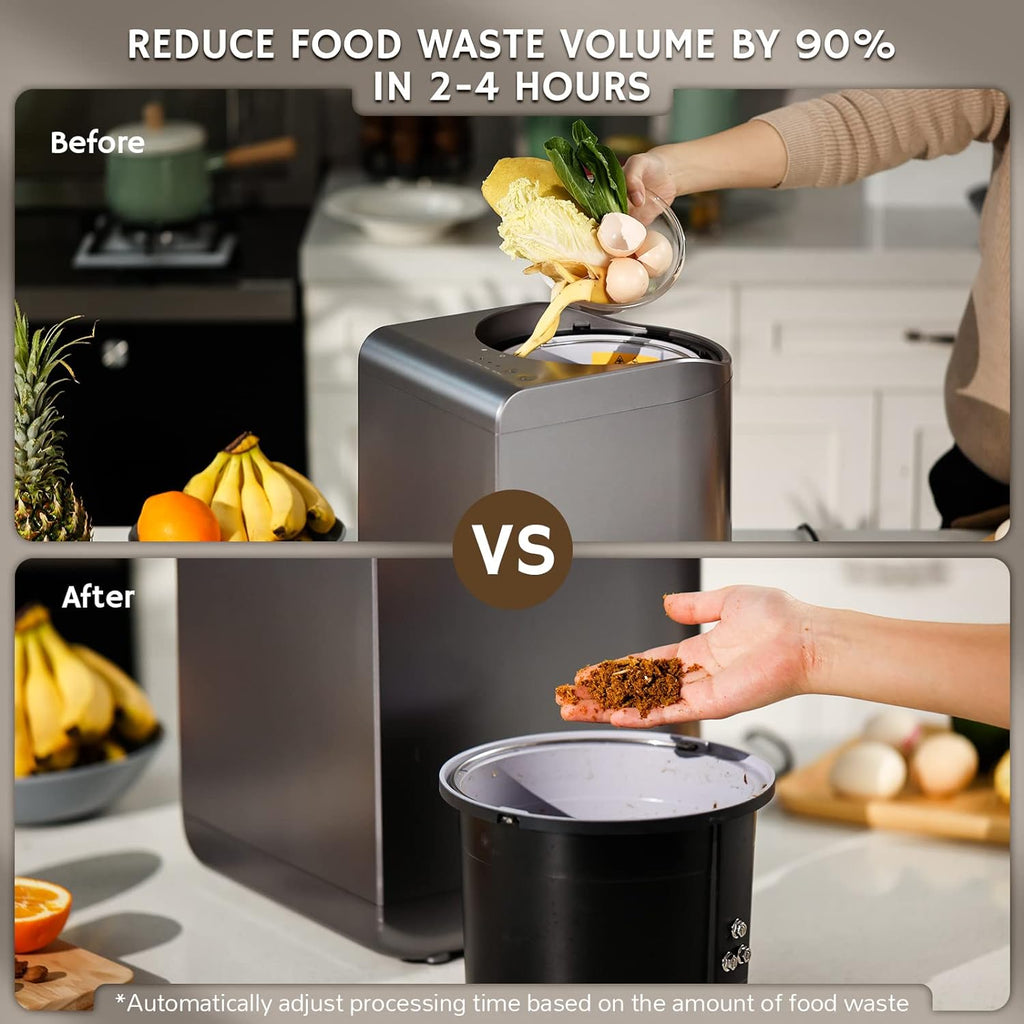 Airthereal Bundle | Revive Electric Kitchen Composter (Grey) and 3-Pack Compostable Trash Bags (1.6 Gallon, 150 Count, Blue) - Turn Food Waste and Scraps into Dry Compost Fertilizer