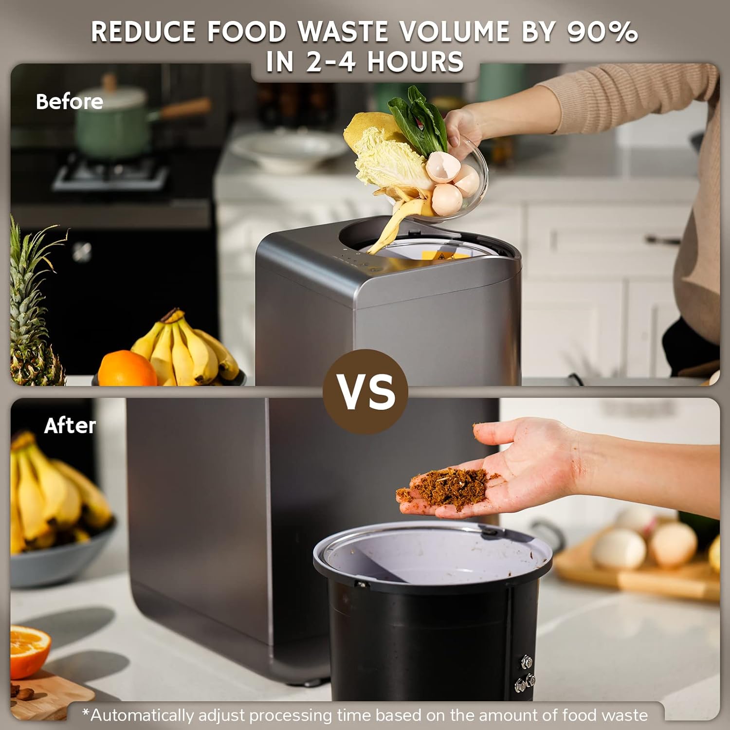 Airthereal Bundle | Revive Electric Kitchen Composter (Grey) and 3-Pack Compostable Trash Bags (1.6 Gallon, 150 Count, Blue) - Turn Food Waste and Scraps into Dry Compost Fertilizer