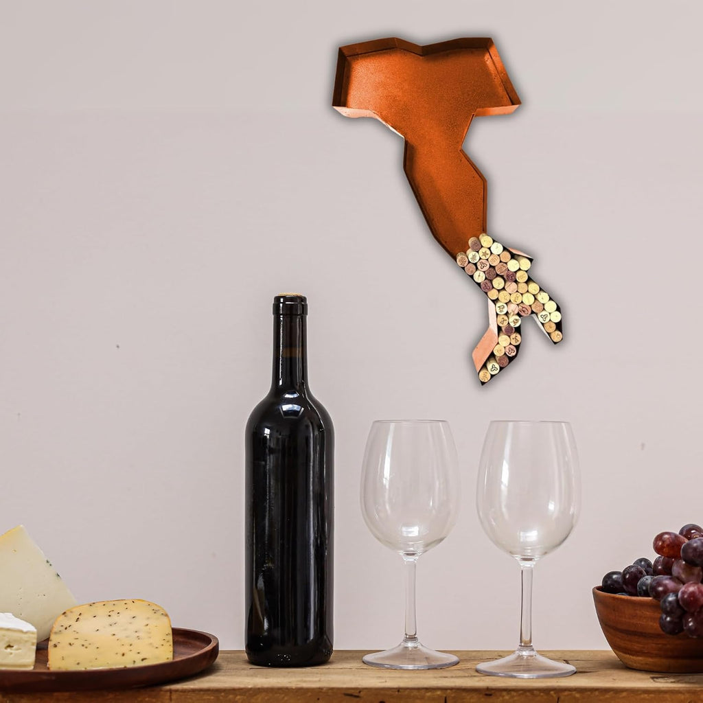 NEONSİGN Italy Map Wine Cork Holder Metal Italy Map Decor Sign Wine Bar Pub Home Decoration (Brown, 24 inch)