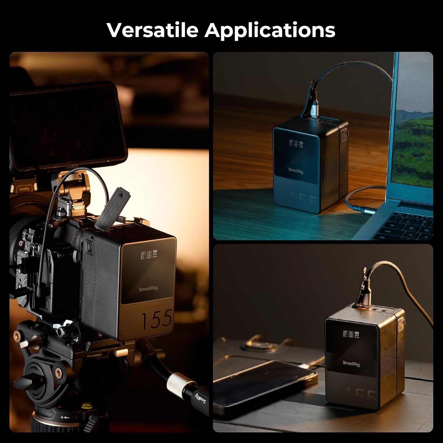 SMALLRIG V Mount Battery VB155, 155Wh / 10500mAh V Mount Battery with 100W Output, 3H Full Charge, with USB-C, D-TAP, USB-A, Dual DC Ports, OLED Screen, for Camera, Camcorder, Monitor, Video Light