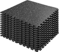 0.8in Thick 48 Sq Ft Gym Flooring for Home Gym, 12 Tiles Workout Exercise Equipment Mats, Rubber Top with EVA Foam, Interlocking Puzzle Floor Tiles for Fitness Room, Protective Flooring Mat