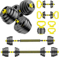 Adjustable Dumbbell Set, 10-90lbs Free Weights with Connector – 4 in 1 Dumbbells, Barbell, Kettlebell & Push Up Stand, Adjustable Weights Set for Home Gym Fitness Equipment for Men & Women