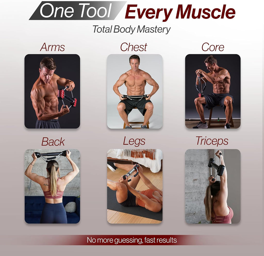 Bullworker Steel Bow 20' - Portable Home Gym Equipment & Isometric Exercise Equipment for Arms, Chest, Back, Shoulders, Core, Biceps, Triceps, Abs - Strength Training Equipment