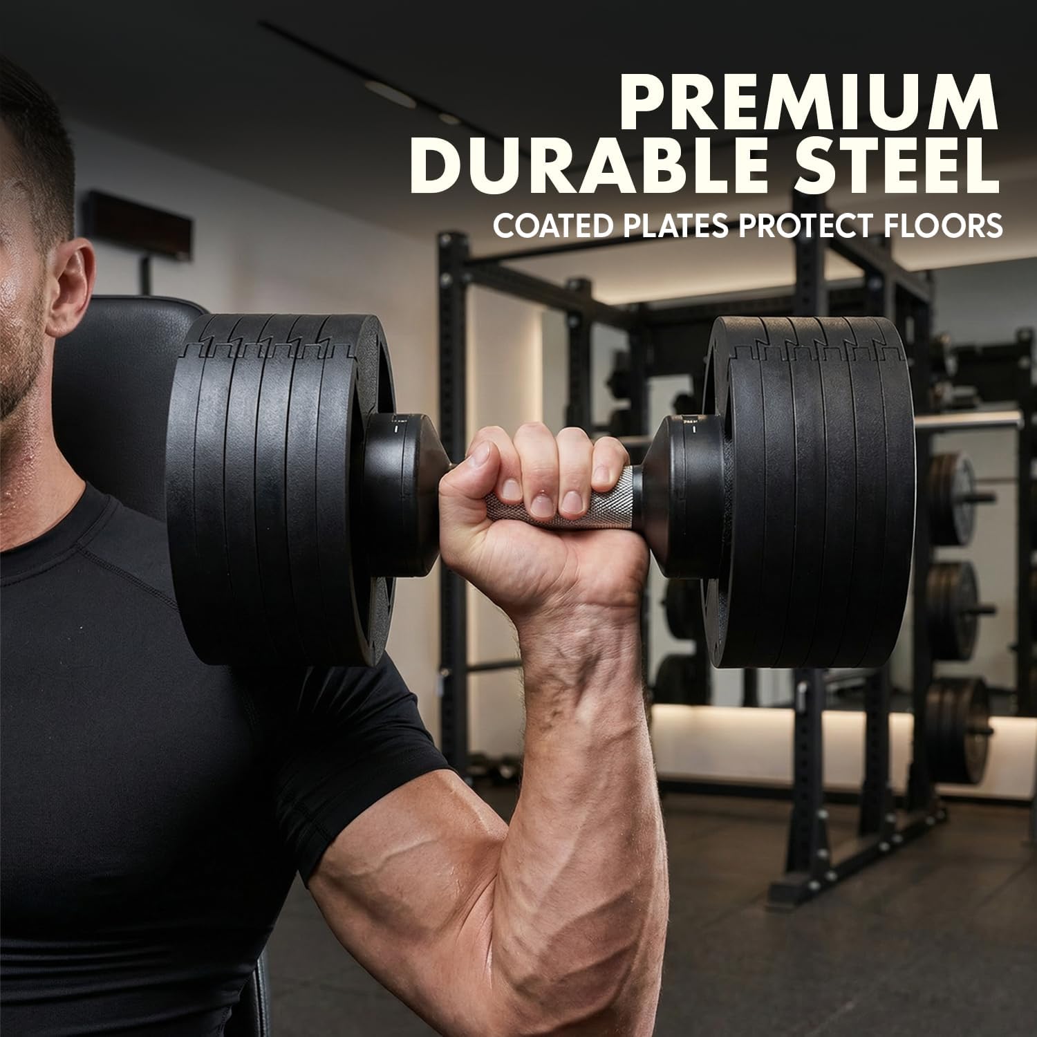 SQUATZ Adjustable Dumbbells with Quick Weight Change, Space-Saving Dumbbell Set with Anti‑Slip Handle, Secure Locking System, Heavy‑Duty Plates & Base for Home Workout and Strength Training