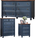 Farmhouse Dressers & Night Stand Set of 3, Wood 54' Wide Dresser & 43.5'Tall Chest of Drawers, 18' Roman Column Nightstand, Bedroom Furniture 6 Drawer Dresser Set for Bedroom Home Living Room Hallway