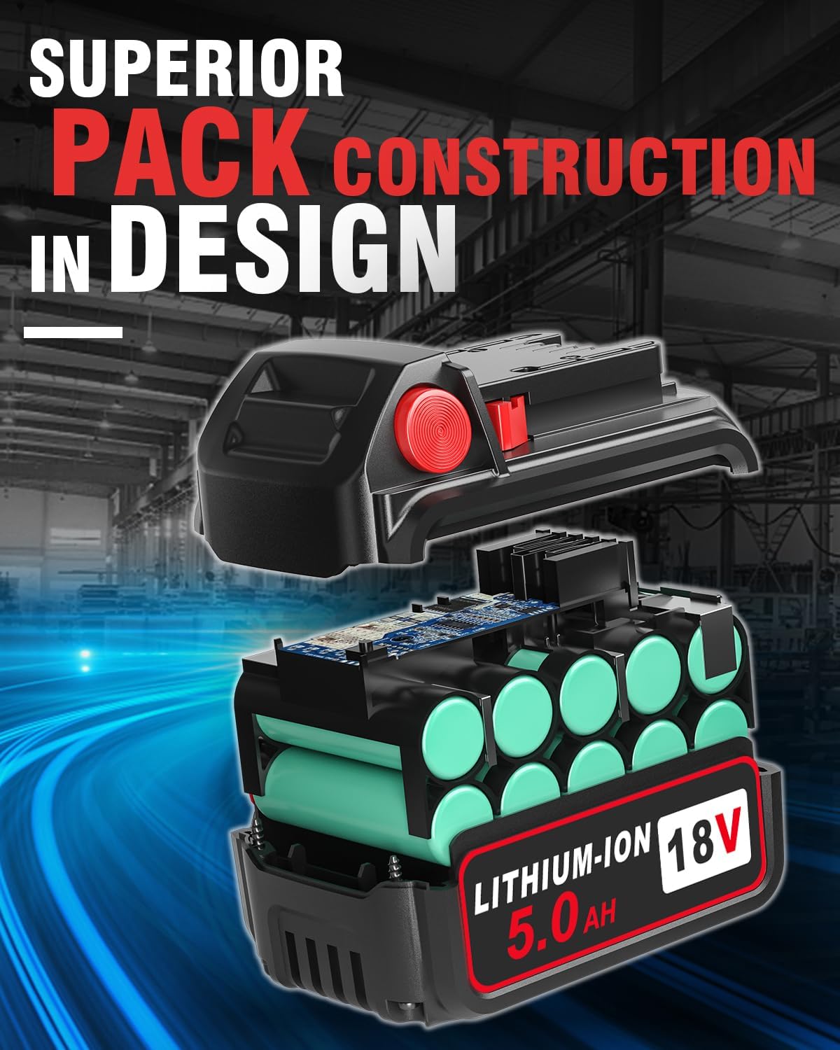 18v Battery Replacement for Milwaukee M18 Battery,6.0Ah High-Capacity Batteries Compaitble with Milwaukee Tools and Charger,2024 Version/New Patented (6Pack)