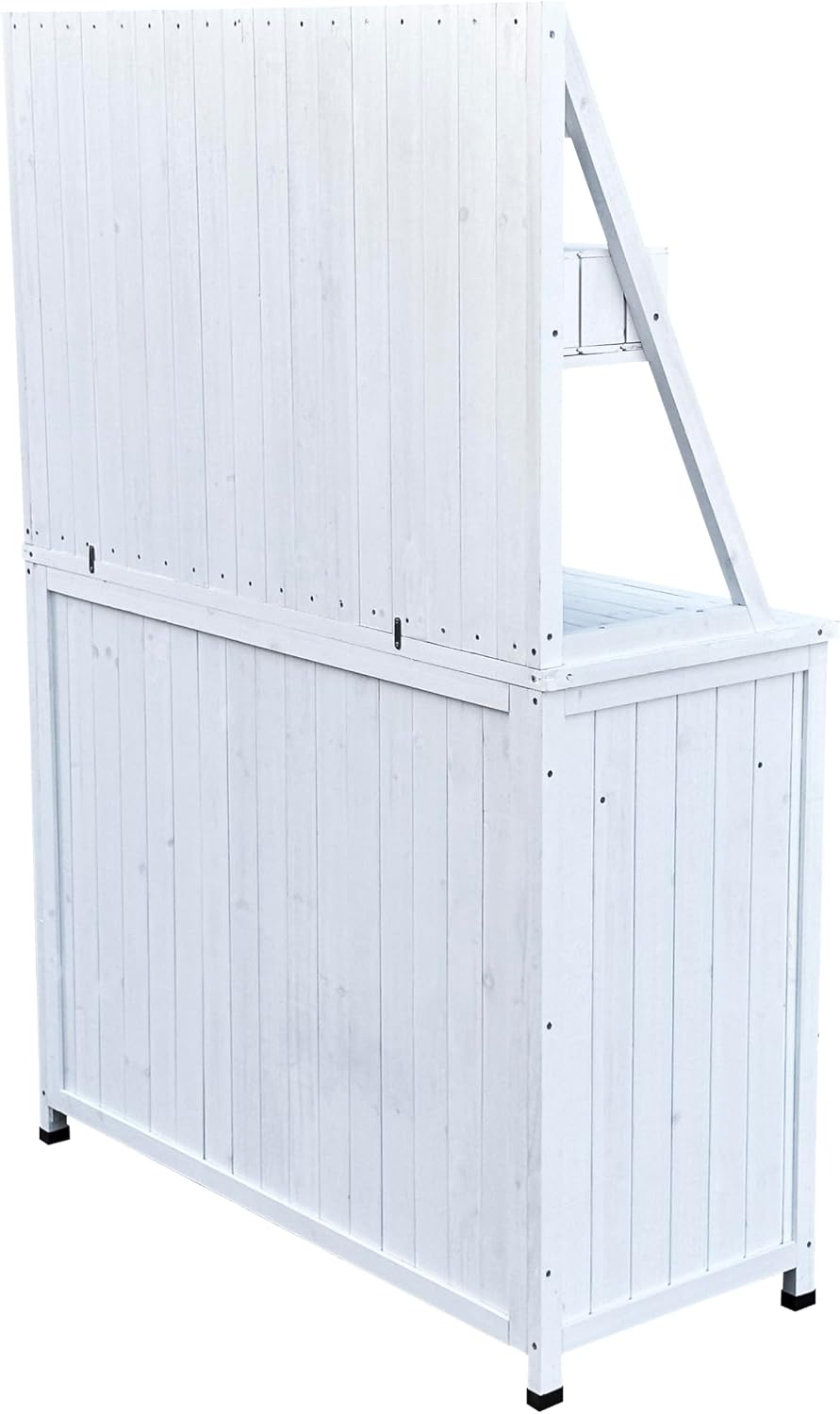 Large Potting Bench with 3 Drawers 64.5', Outdoor Garden Work Station Table with Storage Cabinet & Shelves, Solid Fir Wood Planting Stand for Backyard Mudroom, Rustic White