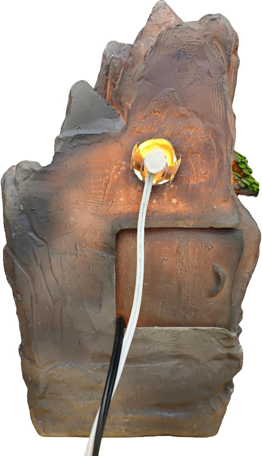 St. Michael Resin Water Fountain, 18 Inches, bulb Light, Home Decor, Symbol of Protection and Courage