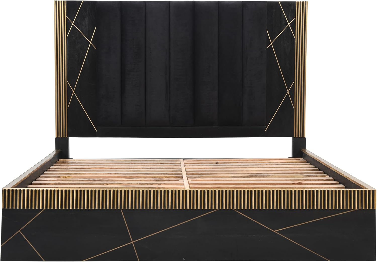 Modern Style 5Pc King Bedroom Set Made with Wood and ed with Black and Brass Metal