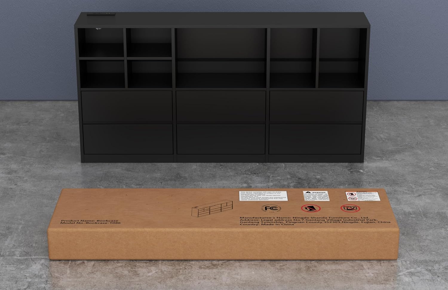 Gyfimoie Black Dresser for Bedroom with 6 Drawers, Chest of Drawers with Led Lights&Charging Station, 63' Long Dresser with 7 Open Cubbies, Storage Drawers for Living Room, Closet, Hallway (Black)