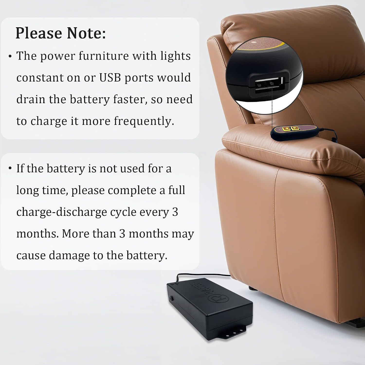 Power Recliner Raffel Systems 5000 mAh Rechargeable Battery Pack Power Supply Model SPS 2A29VDC BBFM 50