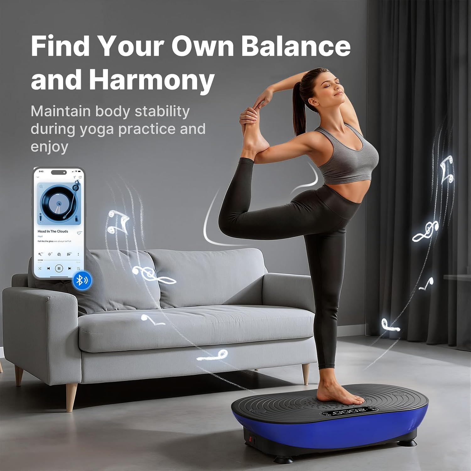 MERACH Vibration Plate Exercise Machine, Vibrating Platform for Lymphatic Drainage Weight Loss Muscle Activation, Full Body Home Exercise Equipment with LED Touch Screen Bluetooth Pull Cord