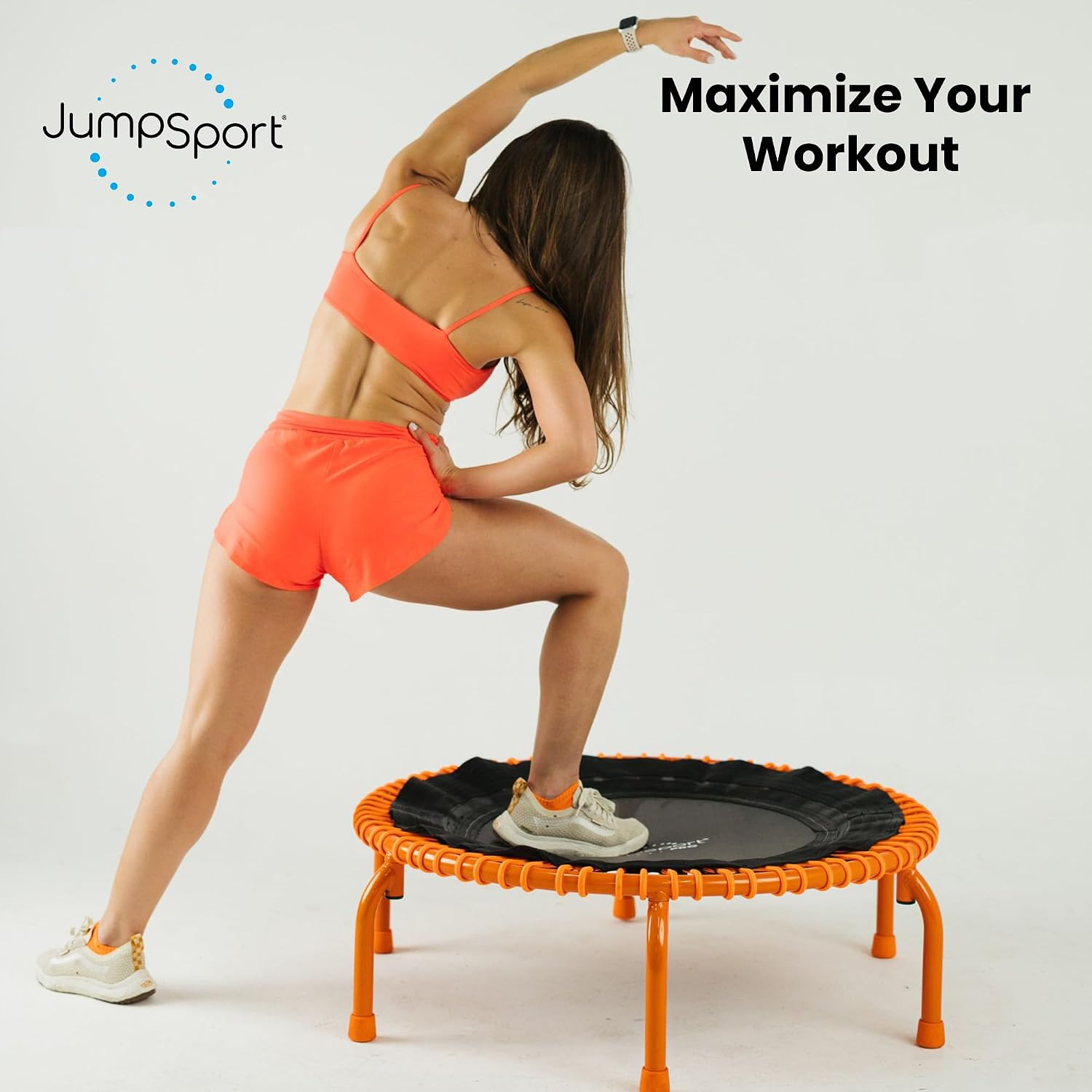 JumpSport 350 PRO 39 Inch Fitness Trampoline Indoor Rebounder Cardio Workout Equipment 300 lb Capacity