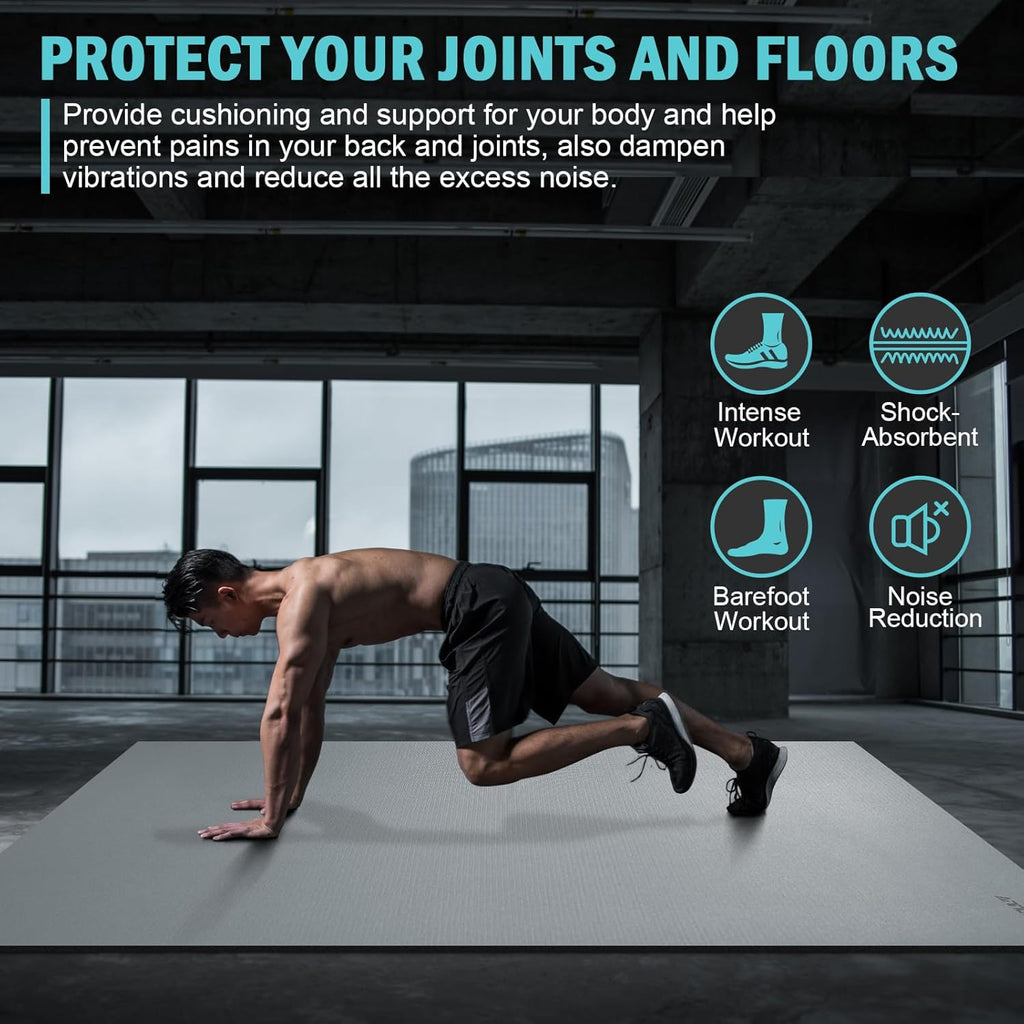 Large Exercise Mat 8'x5'|12'x6'|6'x4'|6'x2' Workout Mat for Home Gym Mats Exercise Heavy Duty Gym Flooring Fitness Mat Large Yoga Mat Cardio Mat for Weightlifting, Jump Rope, MMA, Shoe-Friendly