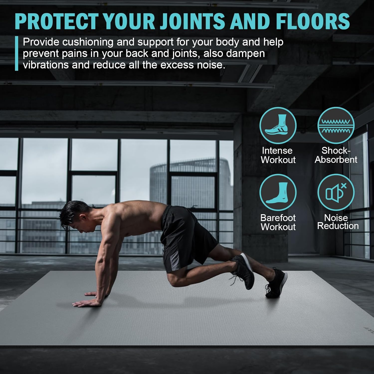 Large Exercise Mat 8'x5'|12'x6'|6'x4'|6'x2' Workout Mat for Home Gym Mats Exercise Heavy Duty Gym Flooring Fitness Mat Large Yoga Mat Cardio Mat for Weightlifting, Jump Rope, MMA, Shoe-Friendly