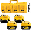 4Pack 12.0Ah DCB206 Replacement for Dewalt 20V Max Battery and DCB104 Battery Charger, Compatible with Dewalt 20V Tools,Impact Driver, Hammer Drill, Sawzall, Vacuum (12.0Ah-5Pcs)