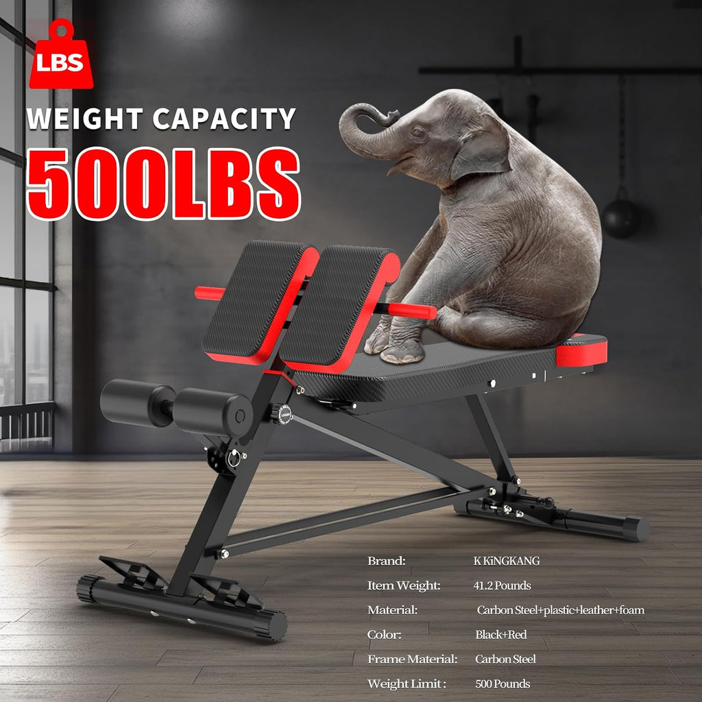K KiNGKANG Adjustable Weight Bench,Multi-Functional Roman Chair for Full All-in-One Body Workout Hyper Back Extension and Sit up