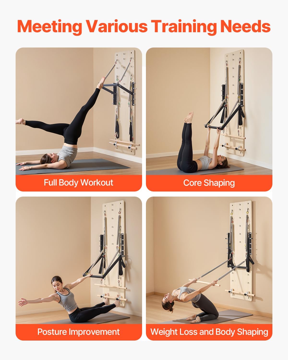 VEVOR Pilates Reformer Foldable, Suitable for Intermediate and Beginners Users, Pilates Equipment for Home Gym Studio Use with 4 Adjustable Resistance Spring, Up to 400 LBS