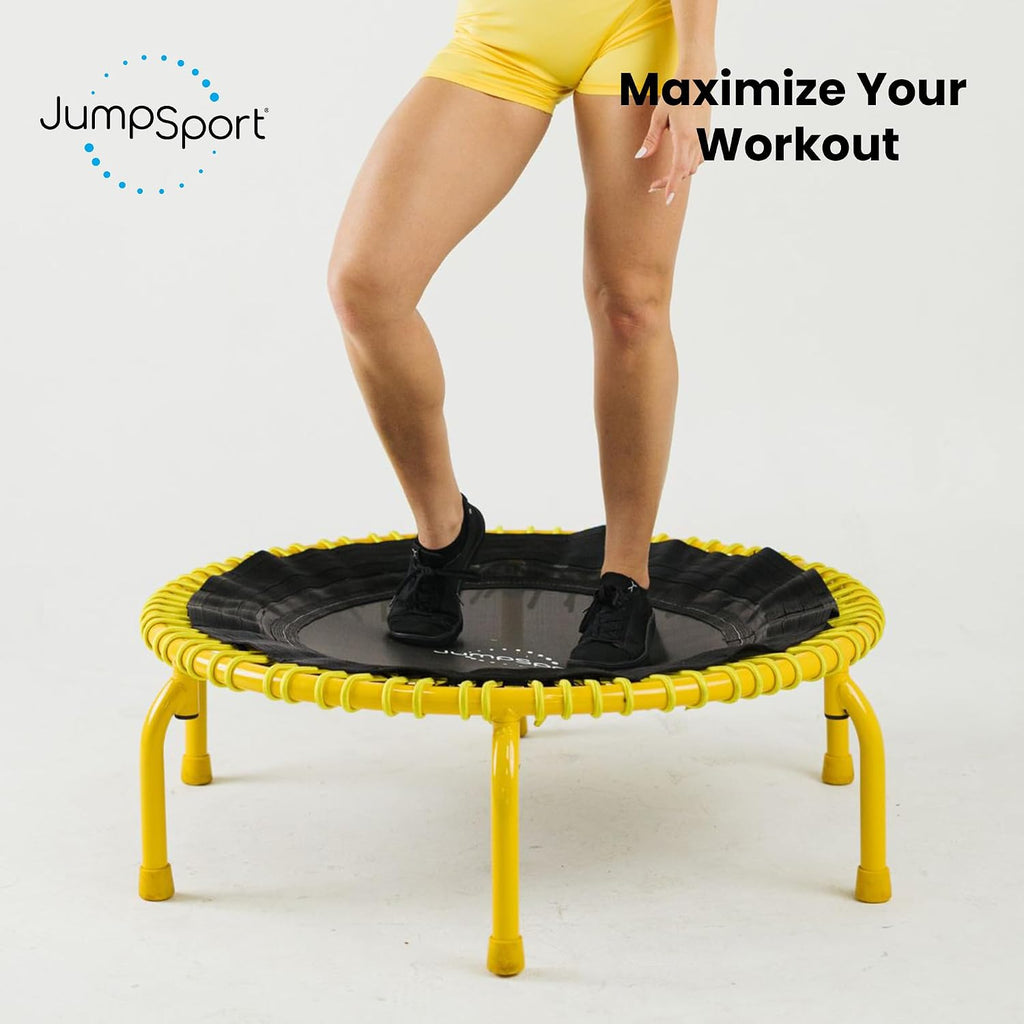 JumpSport 350 PRO 39 Inch Fitness Trampoline Indoor Rebounder Cardio Workout Equipment 300 lb Capacity