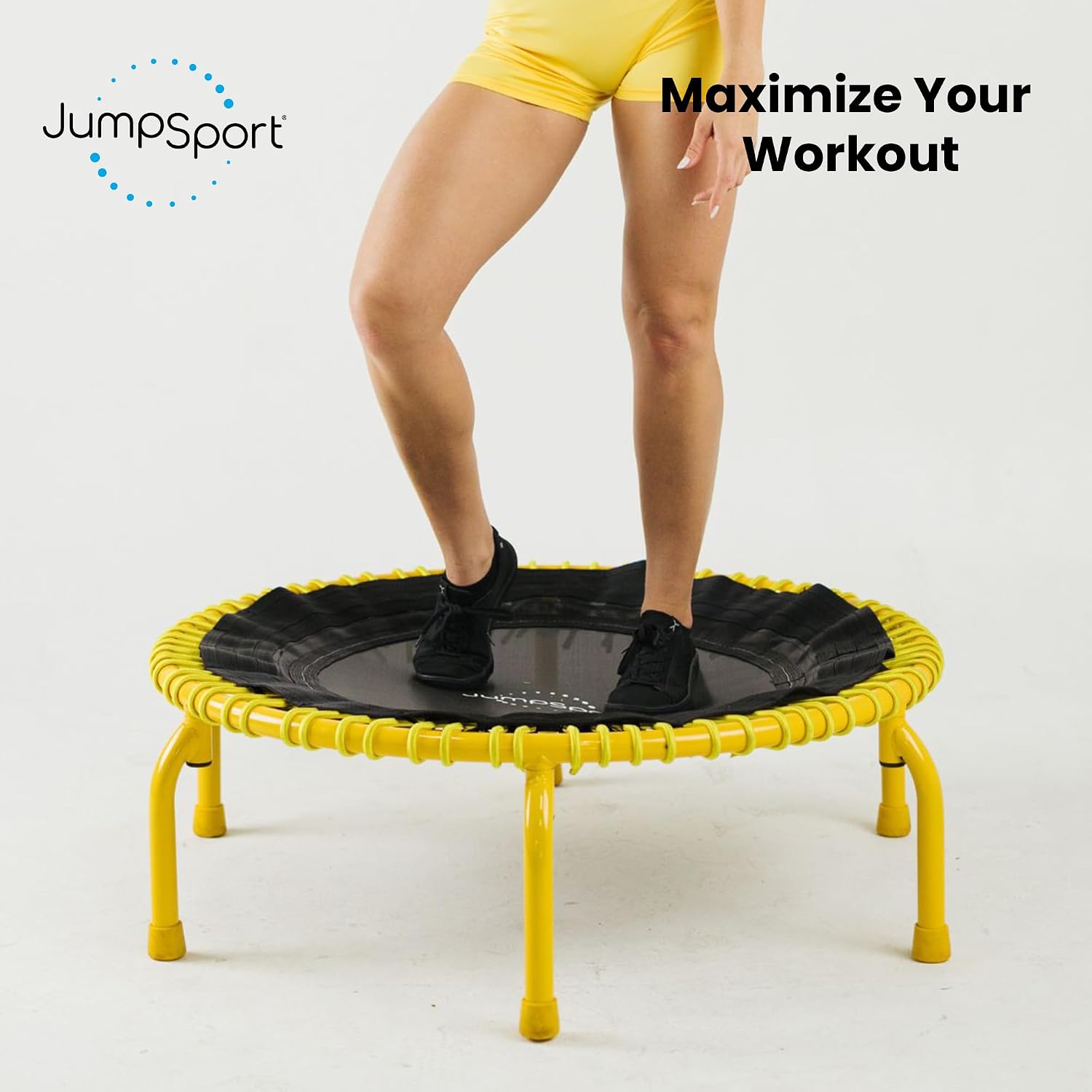 JumpSport 350 PRO 39 Inch Fitness Trampoline Indoor Rebounder Cardio Workout Equipment 300 lb Capacity