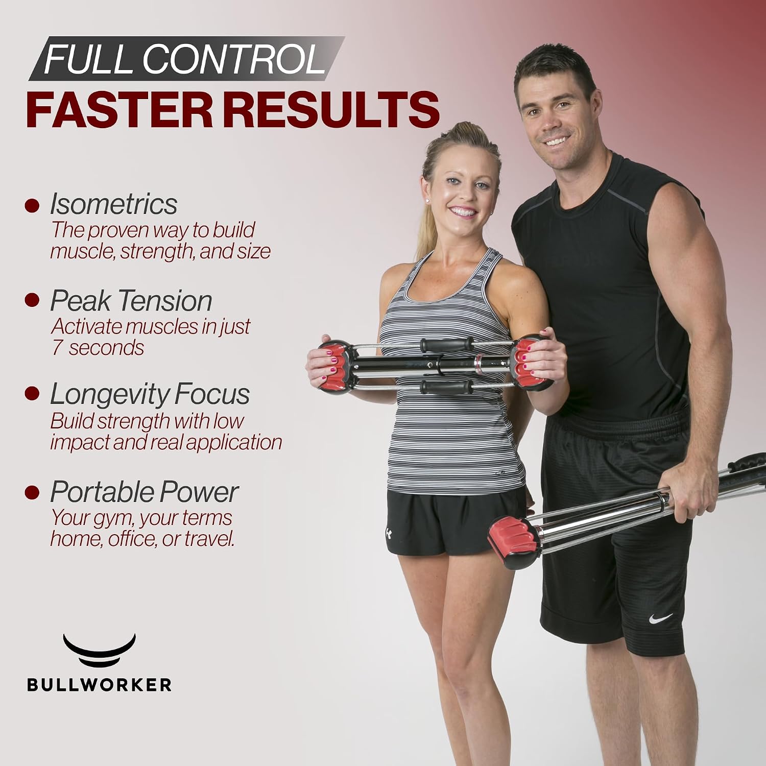 Bullworker Steel Bow 20' - Portable Home Gym Equipment & Isometric Exercise Equipment for Arms, Chest, Back, Shoulders, Core, Biceps, Triceps, Abs - Strength Training Equipment
