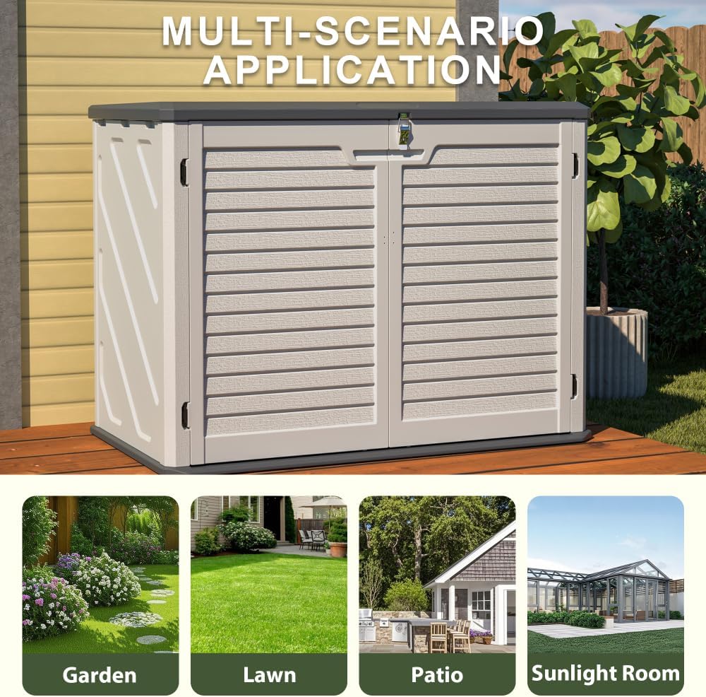 Heavy-Duty Plastic Storage Shed with Floor – Weather-Resistant Outdoor Utility Shed for Garden Tools, Lawn Equipment & Yard Supplies (L-White + Plastic)