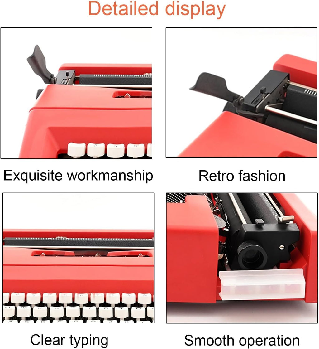 Classic Retro Manual Typewriter Decor, Vintage Finish Antique Typewriters for Notes, Literary Retro Collection Gift(Red)