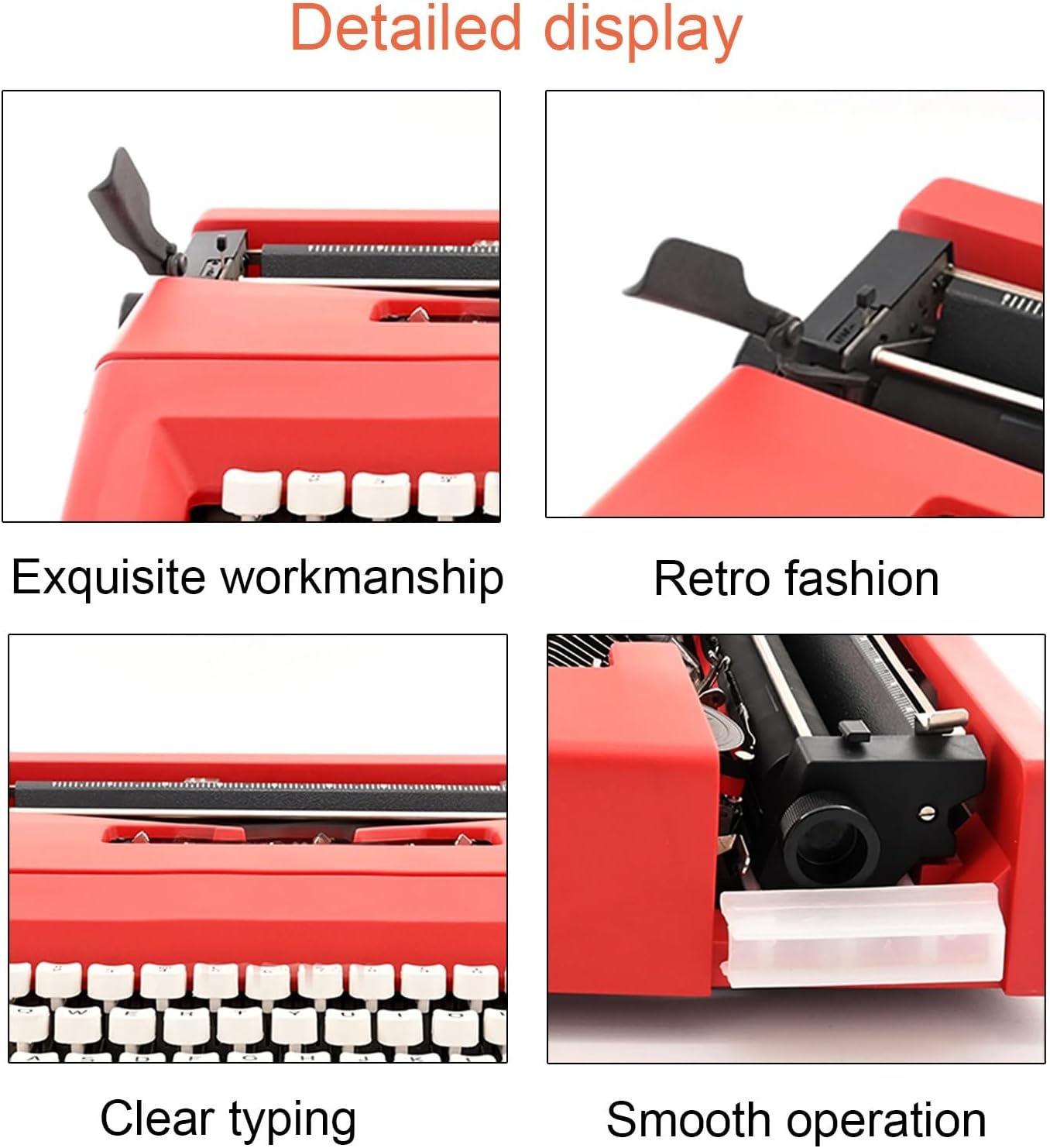 Classic Retro Manual Typewriter Decor, Vintage Finish Antique Typewriters for Notes, Literary Retro Collection Gift(Red)