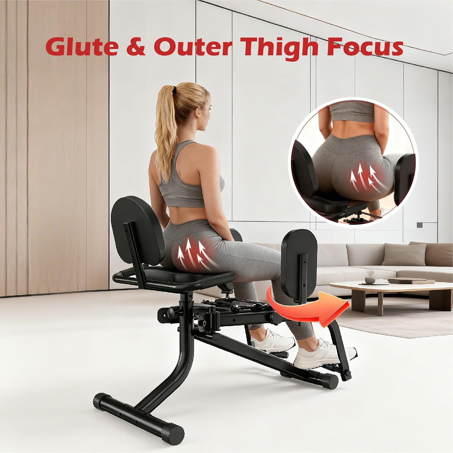 Hip Adduction Abduction Machine by SEWD – Home Gym Inner/Outer Thigh Trainer for Strength Training, Two in One Compact Glute & Thigh Workout Equipment.