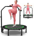 ANCHEER 40'/48' Foldable Mini Trampoline,Max Load 450lbs/550lbs Indoor Trampoline,with 4 Level Adjustable Foam Handle and Resistance Bands,Adult Exercise Trampoline for Home, Garden, and Gym