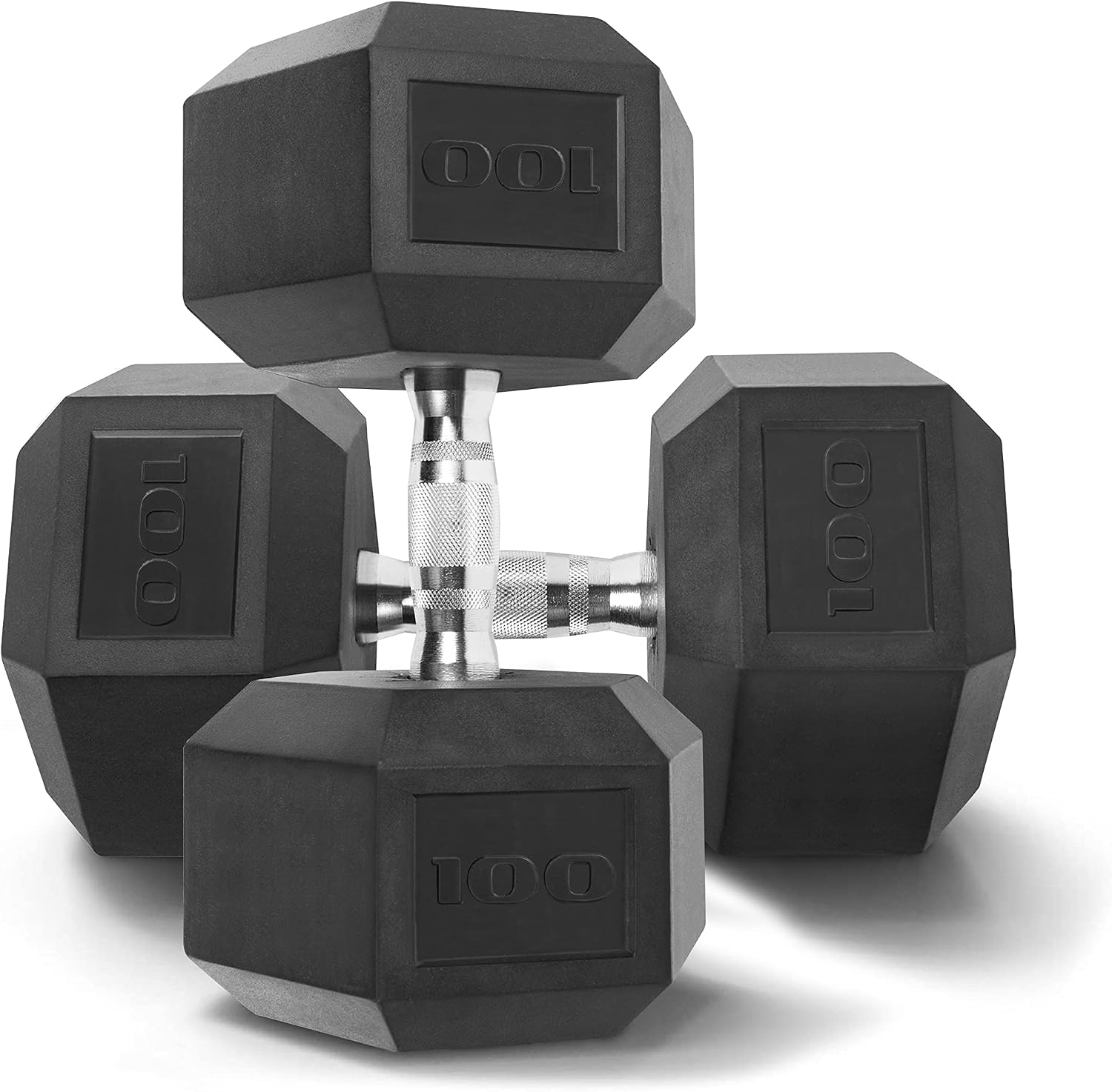 WF Athletic Supply Rubber Coated Solid Steel Cast-Iron Pair Dumbbells, Rubber Hex Dumbbells, Hex Weights Dumbbells for Muscle Toning, Full Body Workout, Home Gym Dumbbells, Pair