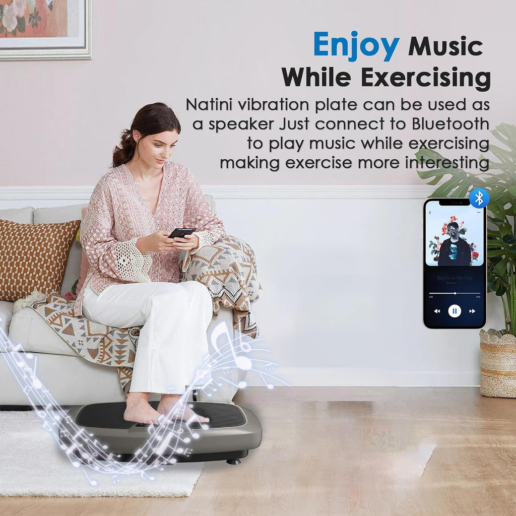 Natini Vibration Plate Exercise Machine - Power Vibrating Plate for Lymphatic Drainage,Whole Boday Workout Machine for Women Weight Loss Home Fitness,350LBS Capacity