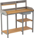 42' Outdoor Wooden Potting Bench with Storage Cabinet - 220LBS Capacity Weather-Resistant Gardening Workstation Table, Portable Plant Potting Table for Backyard Patio Greenhouse Brown