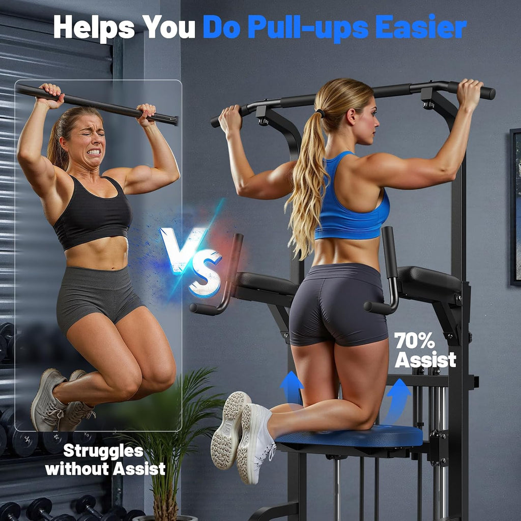 Sportsroyals Power Tower Pull Up Bar Station, 450LBS Stable Pull Up Dip Station for Home Gym Strength Training Equipment | FED Fitness