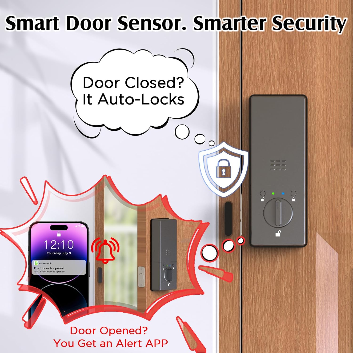 WiFi Door Lock with Camera- Video Doorbell, Deadbolt Smart Lock with RFID Fingerprint Keypad Code, Electronic Digital Biometric Keyless Entry Smart Lock for Front Door