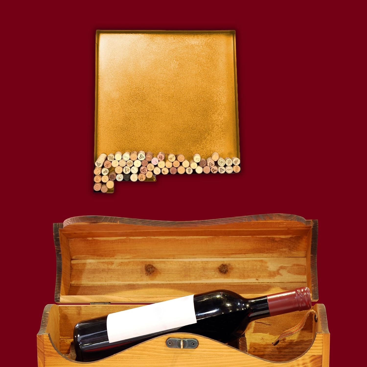 NEONSİGN New Mexico State Map Wine Cork Holder Metal New Mexico Decor Sign Wine Bar Pub Home Decoration (Gold, 24 inch)