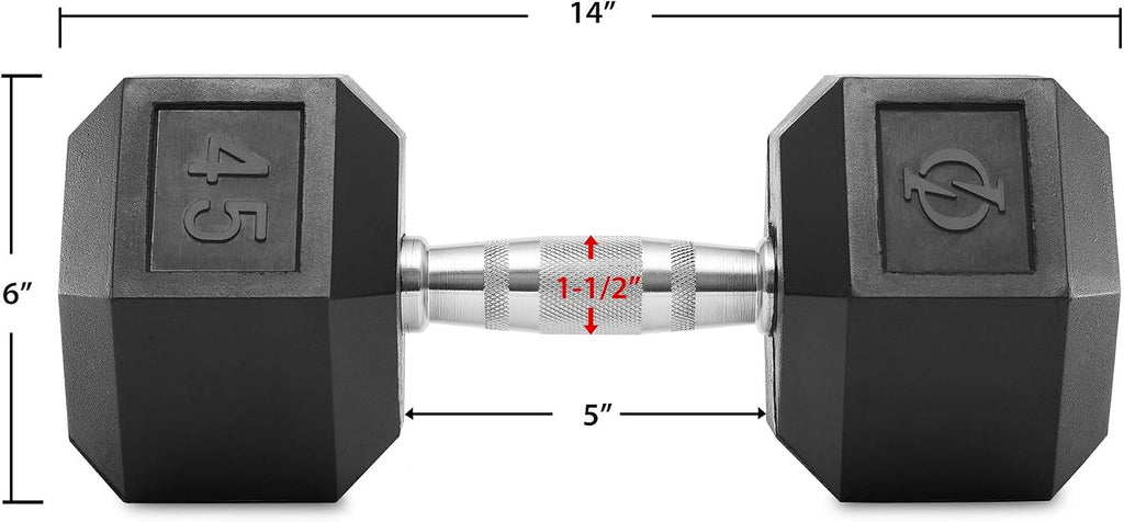 Philosophy Gym Rubber Coated Hex Dumbbell Hand Weights, Pairs