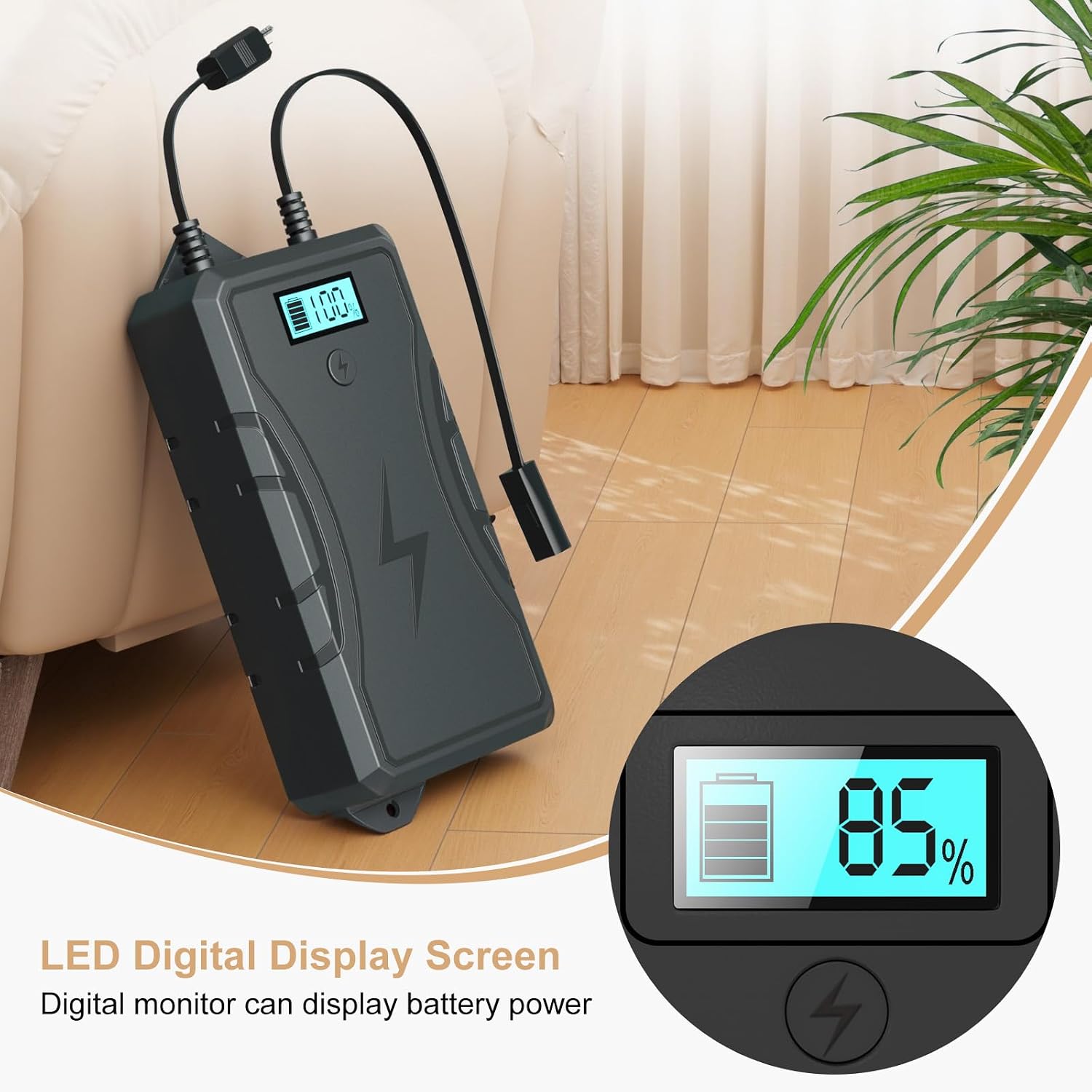 Battery Pack for Reclining Furniture, 2500mAh Universal Recliner Battery Pack Rechargeable with LED Display for Electric Recliner, Sofa, Couch, Lift Chair, 2-Pin Motion Furniture