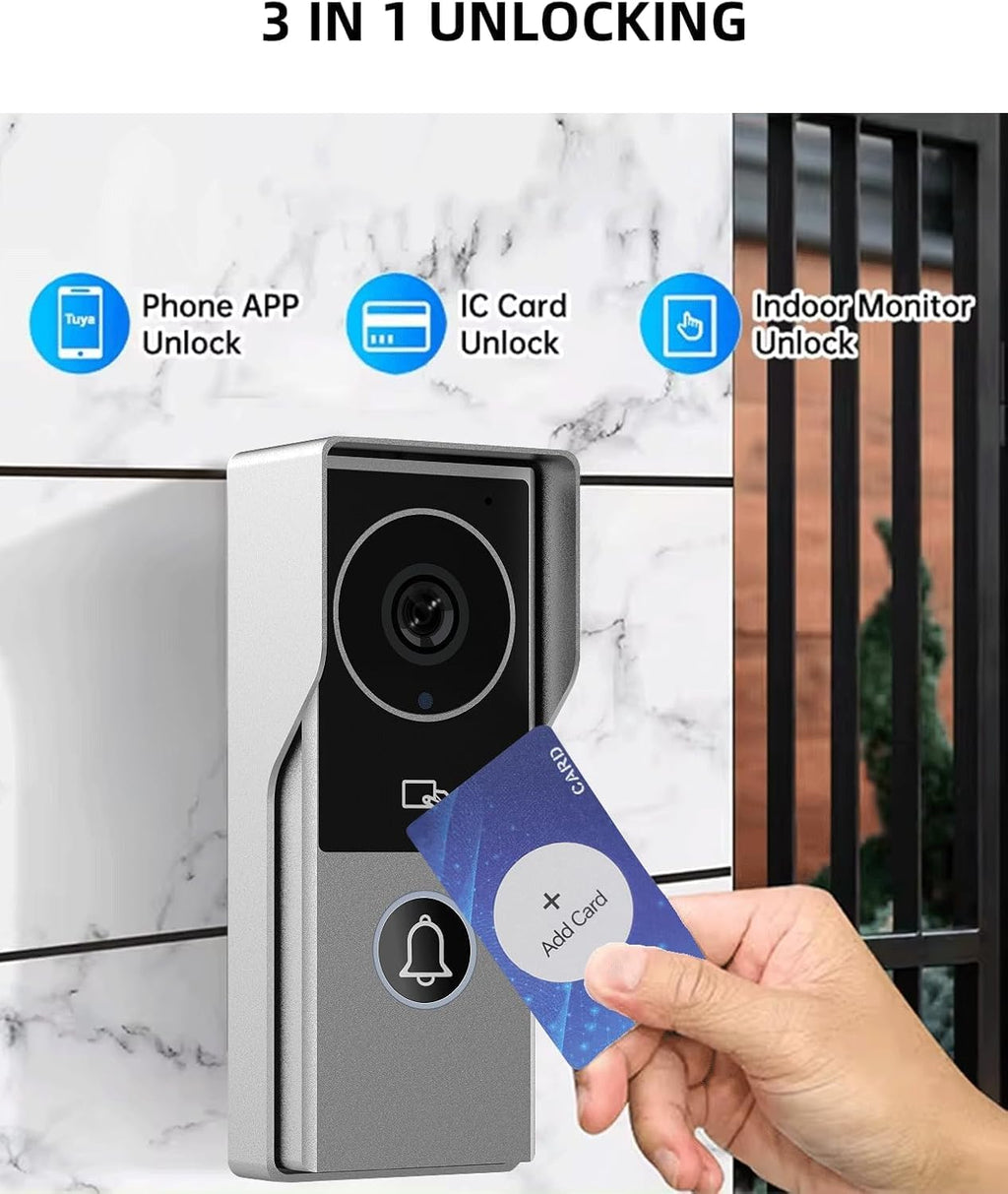 ANJIELO SMART Wired Video Intercom System, Video Doorbell Door Phone System,WiFi 1080P HD Monitor, Night Vision,Dual-Way Intercom for Villa House Office Apartment (2 Bell +2 Monitor)