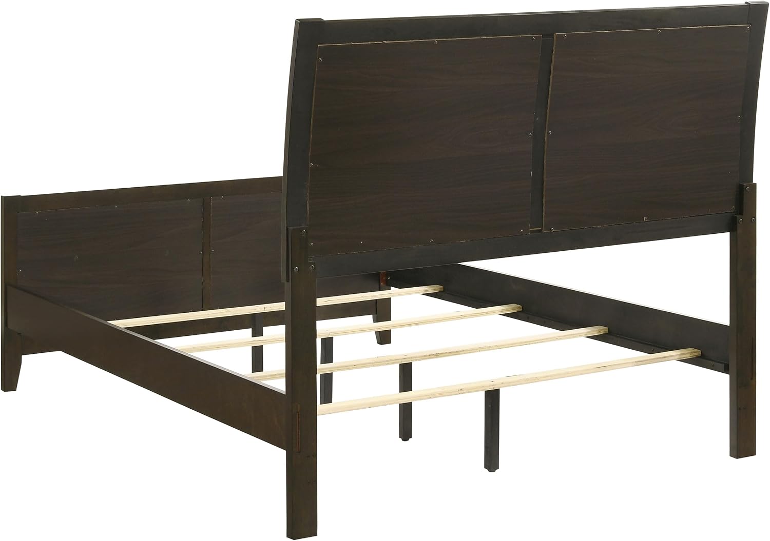 Coaster Home Furnishings Wilkes Transitional 5-Piece Bedroom Set Fabric Upholstered Full Size Panel Bed Frame 51-inch Headboard Dark Cocoa 224421F-S5